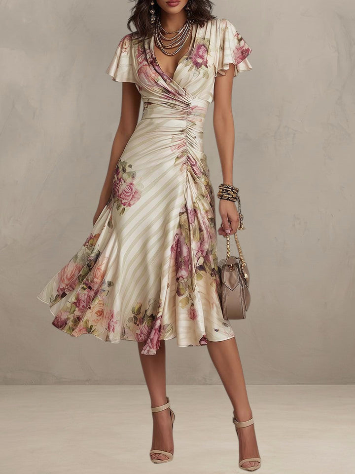 ALBA | ROBE MIDI FLORALE RÉTRO ÉLÉGANTE