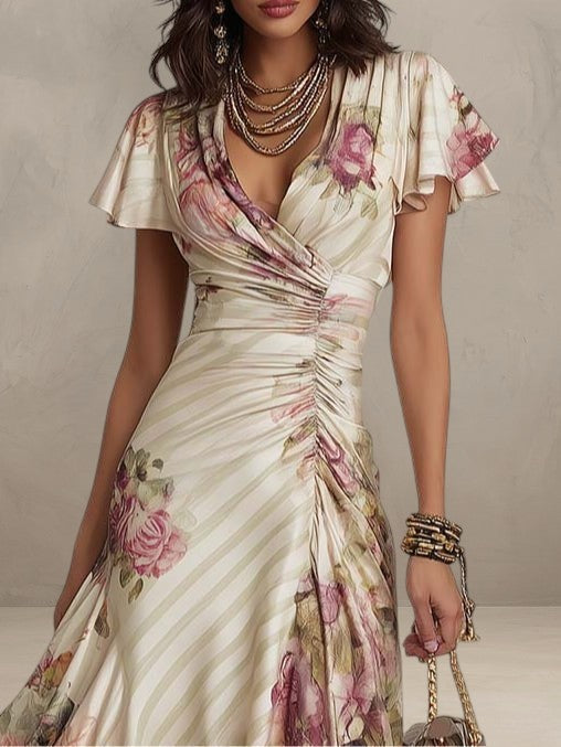 ALBA | ROBE MIDI FLORALE RÉTRO ÉLÉGANTE