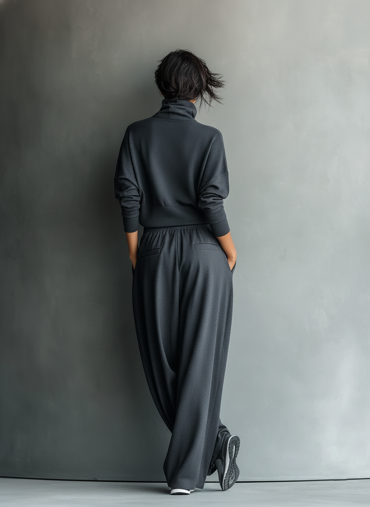 Emma | Ensemble en Tricot Col Montant Pantalon Large