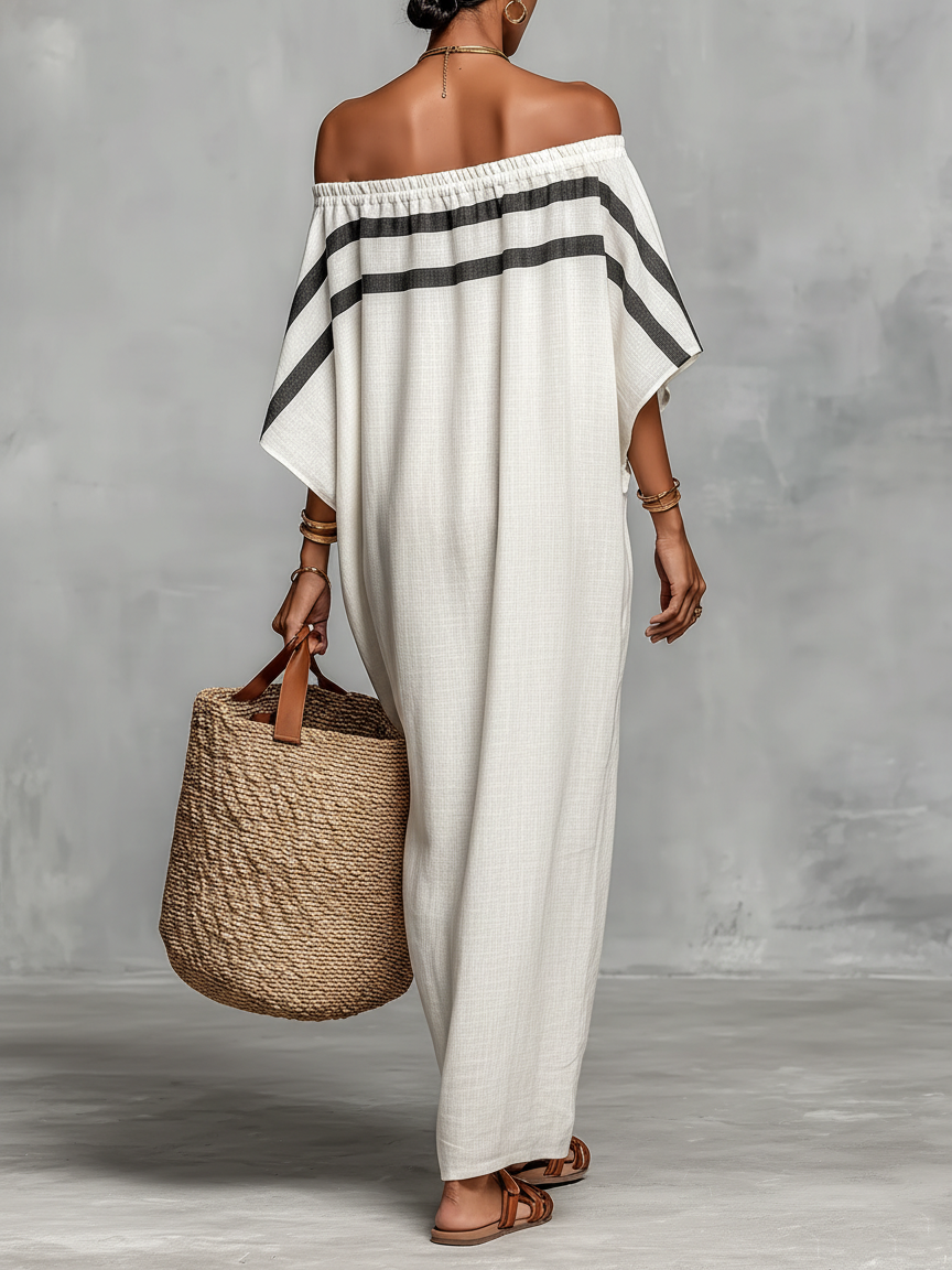 Sophie | Robe Maxi en Lin à Épaules Nues