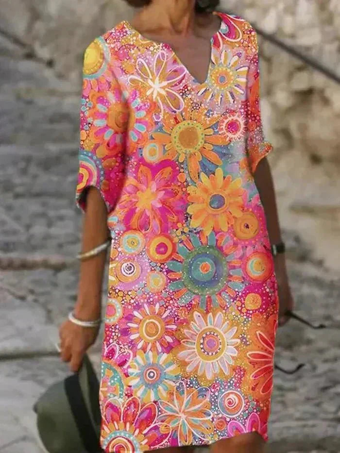 Nira | Robe Midi Florale Vibrante