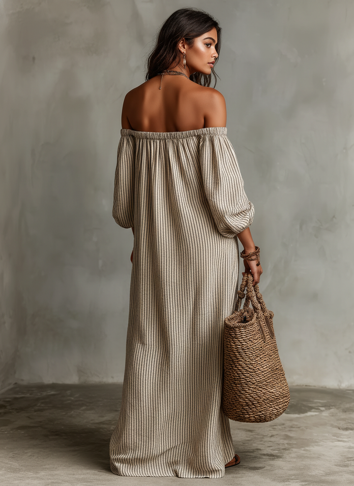 Robe maxi longue à manches longues et décolletée pour femmes