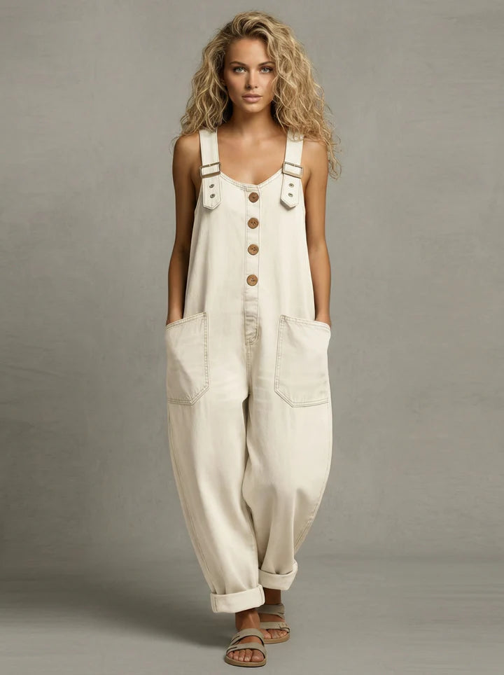 Molly | Salopette Denim Ample Bretelles Réglables & Grandes Poches