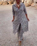 Sara | Ensemble tunique à imprimé géométrique bohème et pantalon large