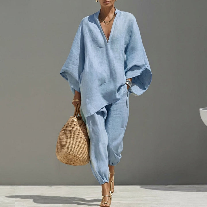 Marina | Ensemble haut V décontracté et pantalon large