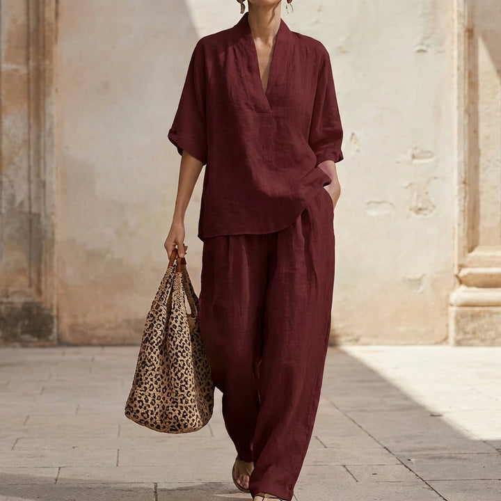 Dolores | Haut Henley Relaxed et Pantalon Large Coordonné