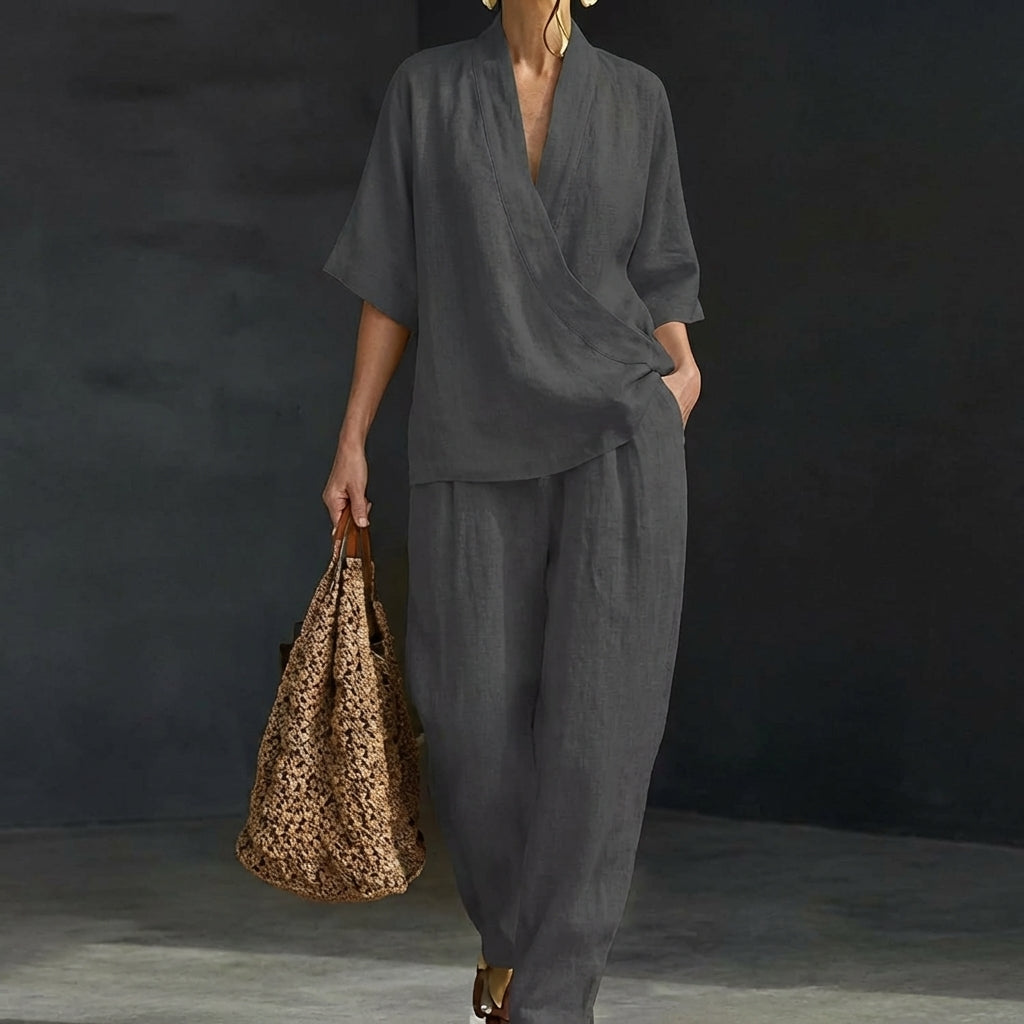 Dolores | Haut Henley Relaxed et Pantalon Large Coordonné