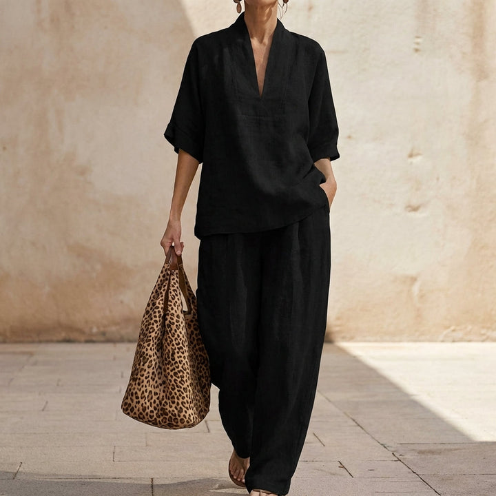 Dolores | Haut Henley Relaxed et Pantalon Large Coordonné