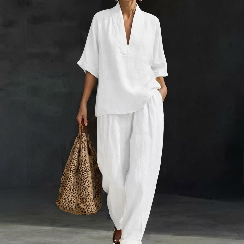Dolores | Haut Henley Relaxed et Pantalon Large Coordonné
