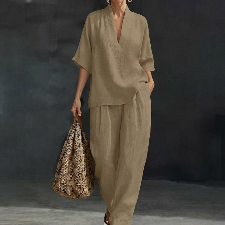 Dolores | Haut Henley Relaxed et Pantalon Large Coordonné