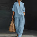 Dolores | Haut Henley Relaxed et Pantalon Large Coordonné