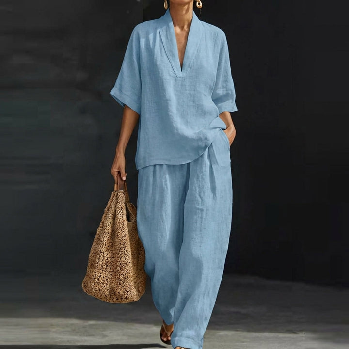 Dolores | Haut Henley Relaxed et Pantalon Large Coordonné