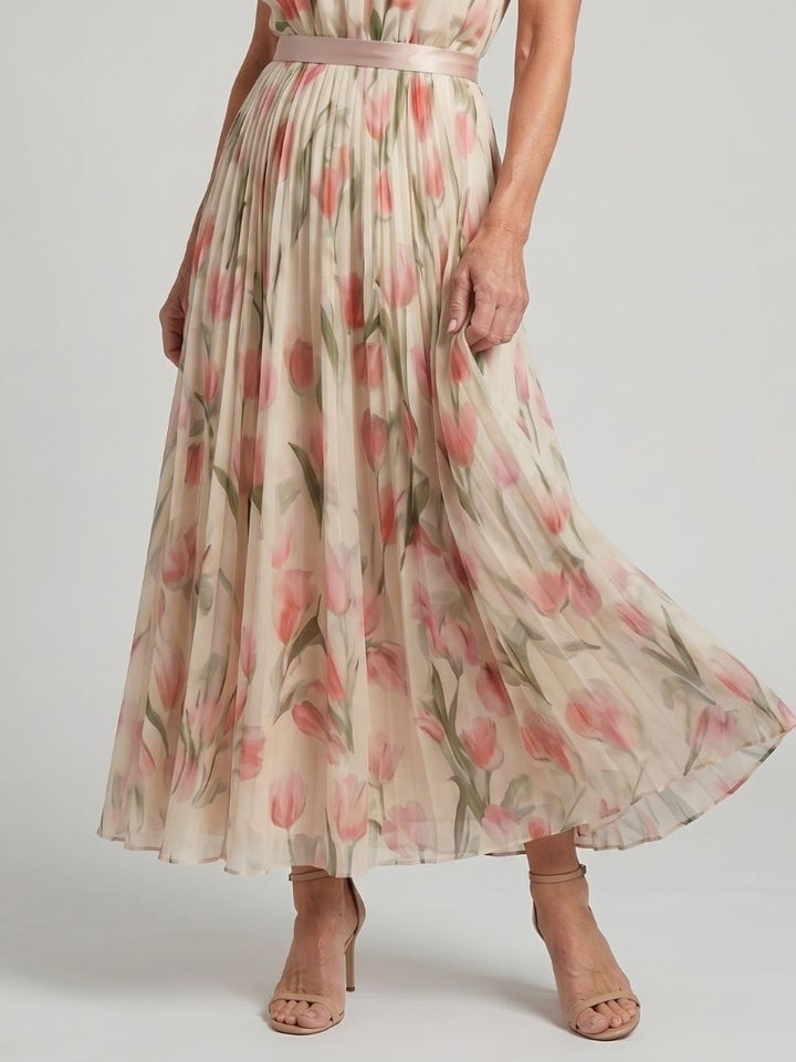 Aurelle | Robe Midi Fleurie à Encolure Halter
