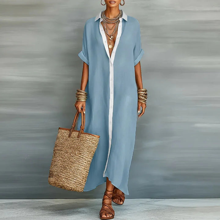 Gemma | Robe Chemise Longue Lin & Col Chemise