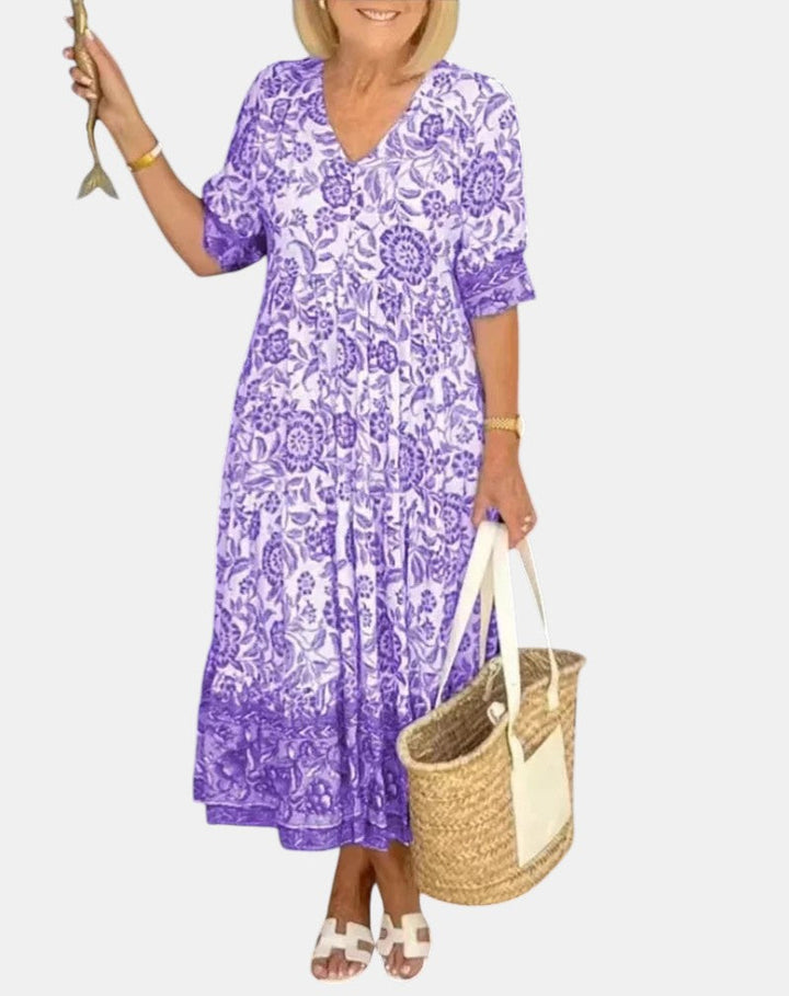Aria | Robe Florale Élégante avec Décolleté en V