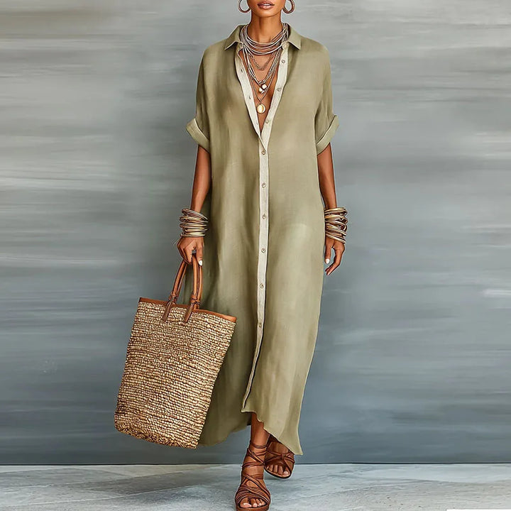 Gemma | Robe Chemise Longue Lin & Col Chemise