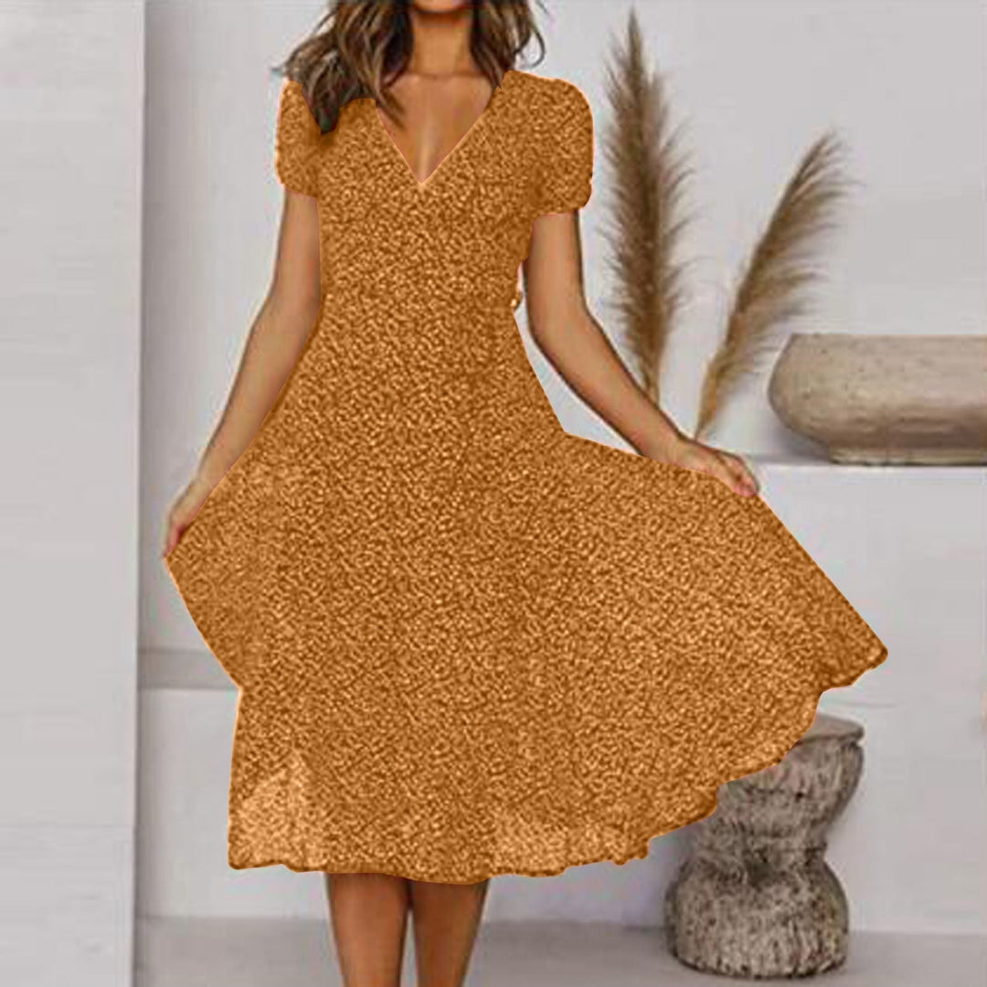 Sienna | Robe Midi Col V & Jupe Évasée Fluide