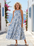 Isadora | Robe midi sans manches à col montant