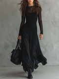Robe Maxi en Tulle Noir à Coupe Lâche