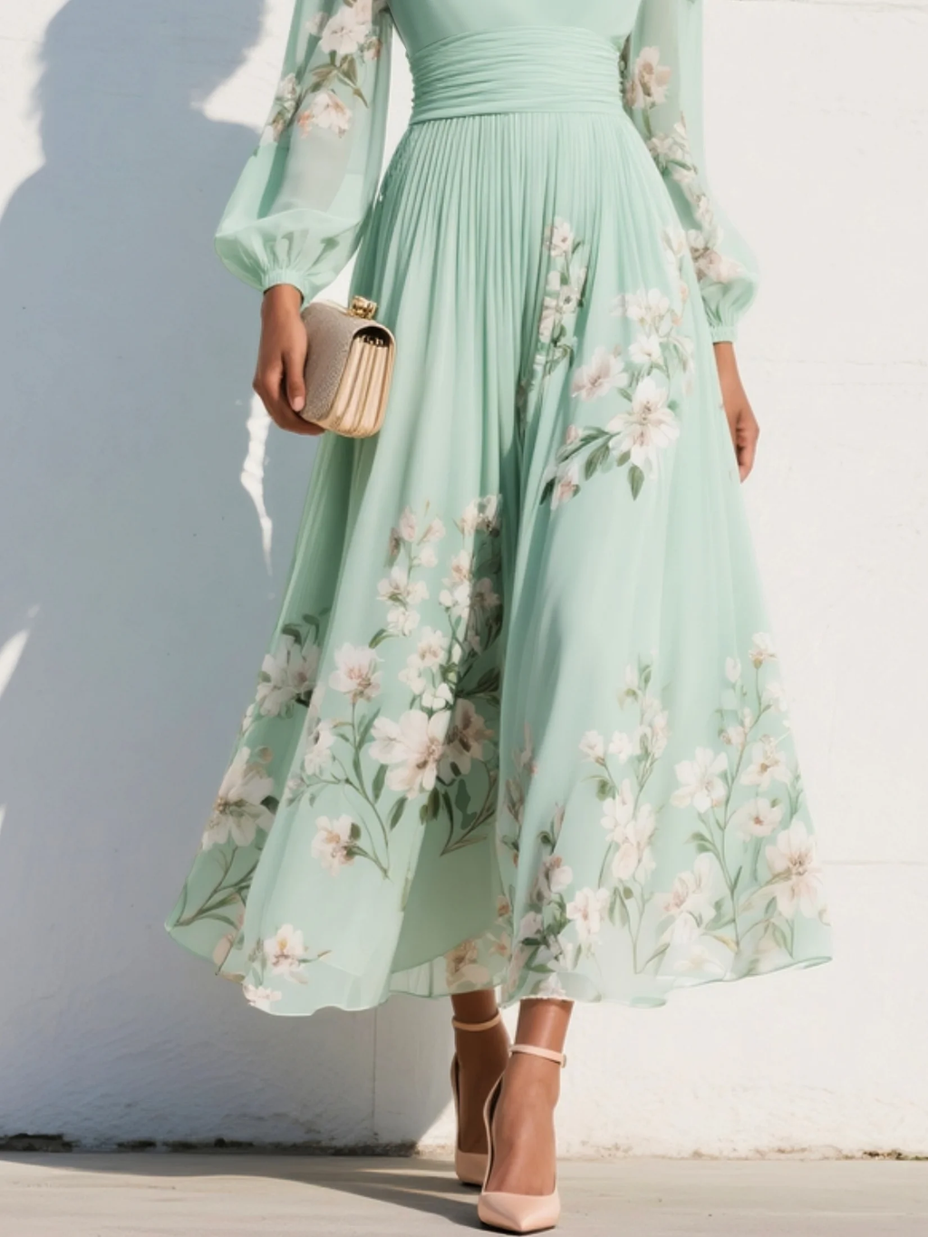 Odelia | Robe Midi Florale Élégante Fluide