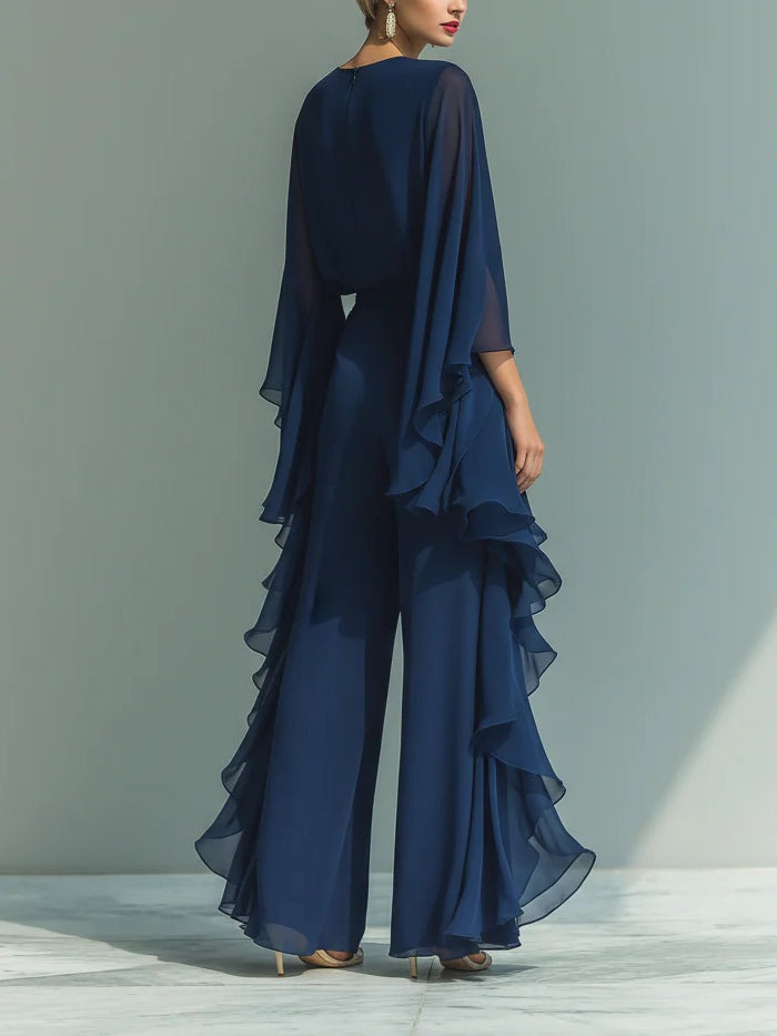 Ensemble Top à Manches Évasées en Chiffon et Pantalons Volants Nina