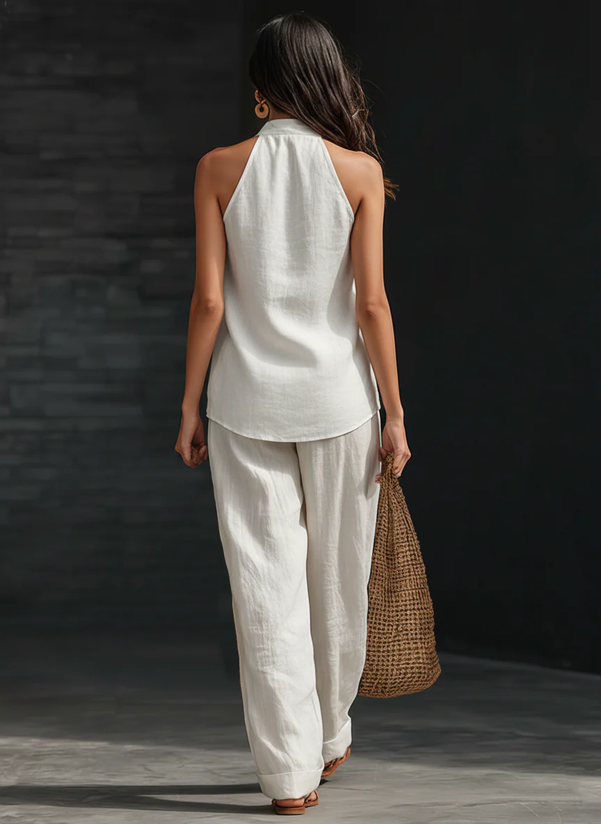 Zoë | Ensemble sans manches avec pantalon à jambes larges