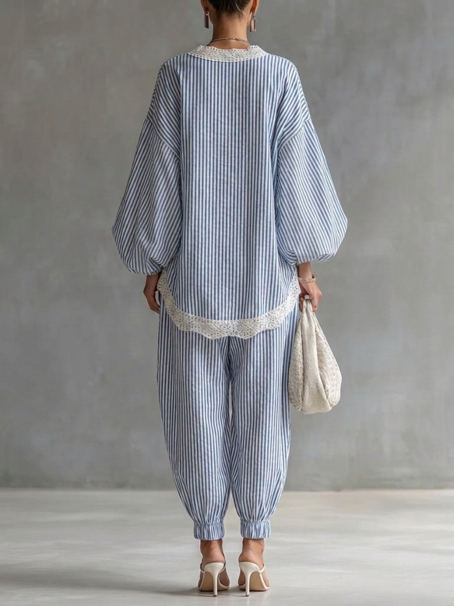 Ensemble Deux-pièces Rayé Bleu Sofia