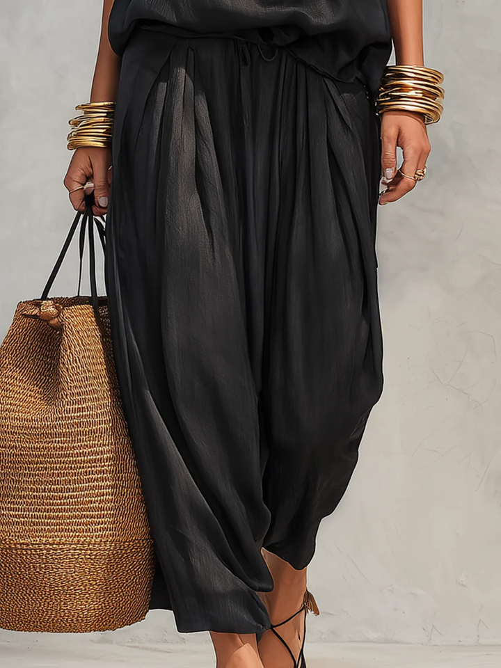 Ensemble Top Halter et Pantalons Plissés Serena