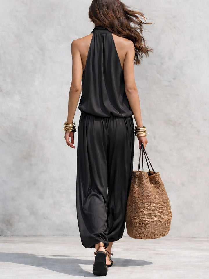 Ensemble Top Halter et Pantalons Plissés Serena