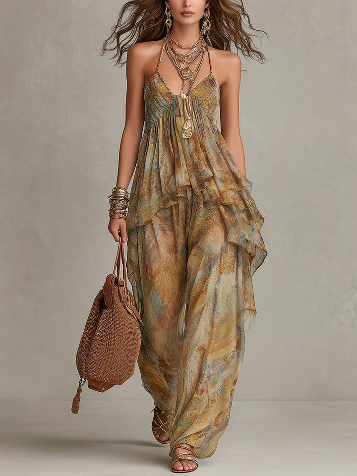 Ensemble Camisole en Chiffon à Volants et Pantalon Large Sienna