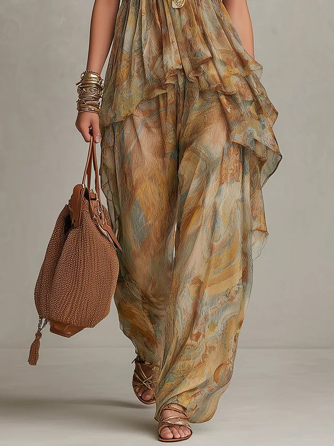 Ensemble Camisole en Chiffon à Volants et Pantalon Large Sienna