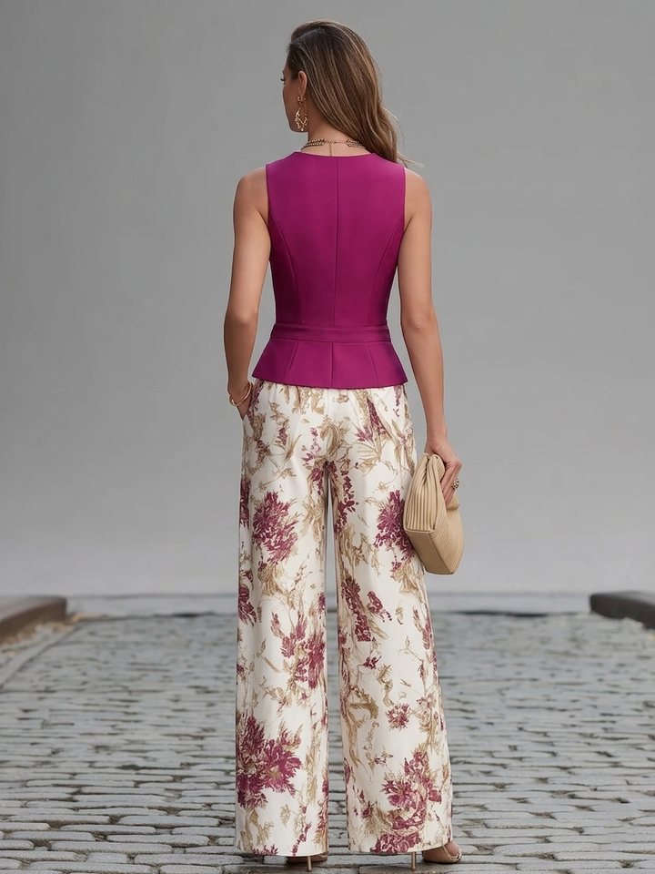 Ensemble Pantalon Imprimé Floral Lila