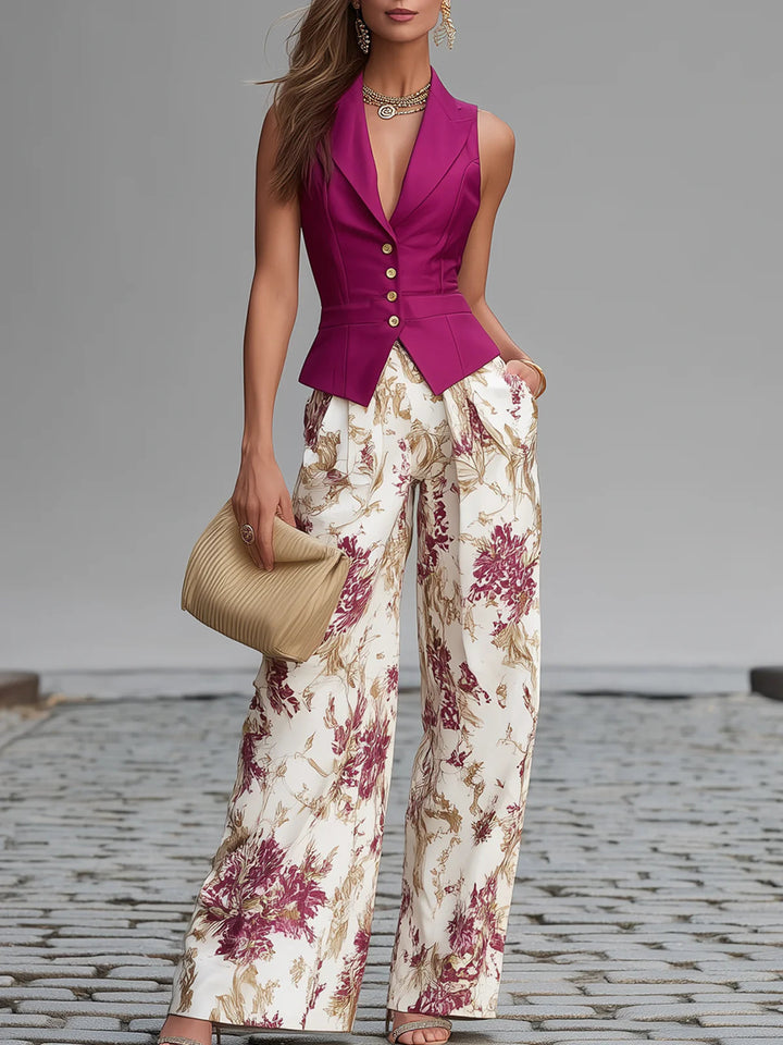 Ensemble Pantalon Imprimé Floral Lila