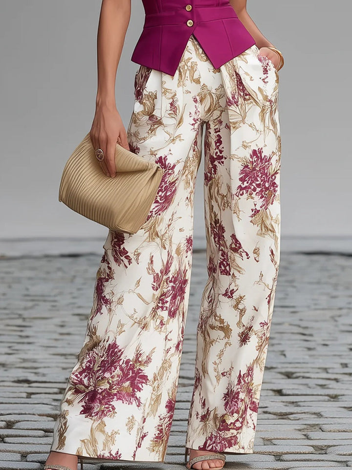 Ensemble Pantalon Imprimé Floral Lila