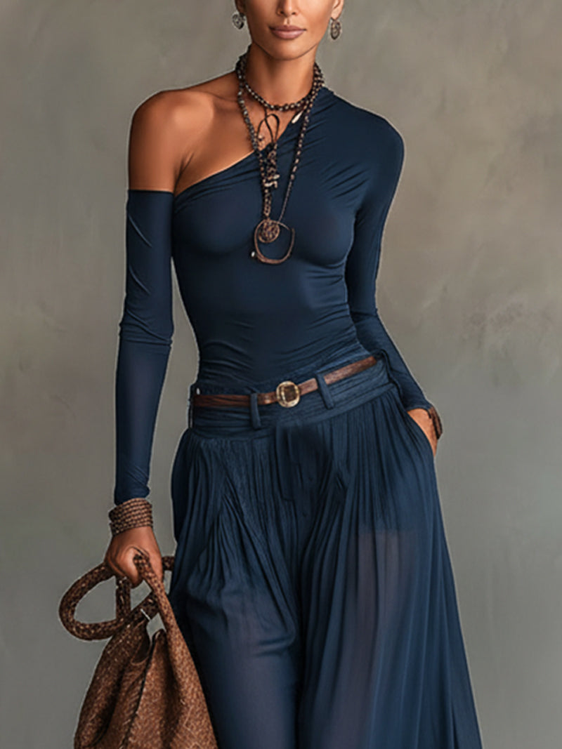 Ensemble Top à Épaule Démie et Jupe en Tulle