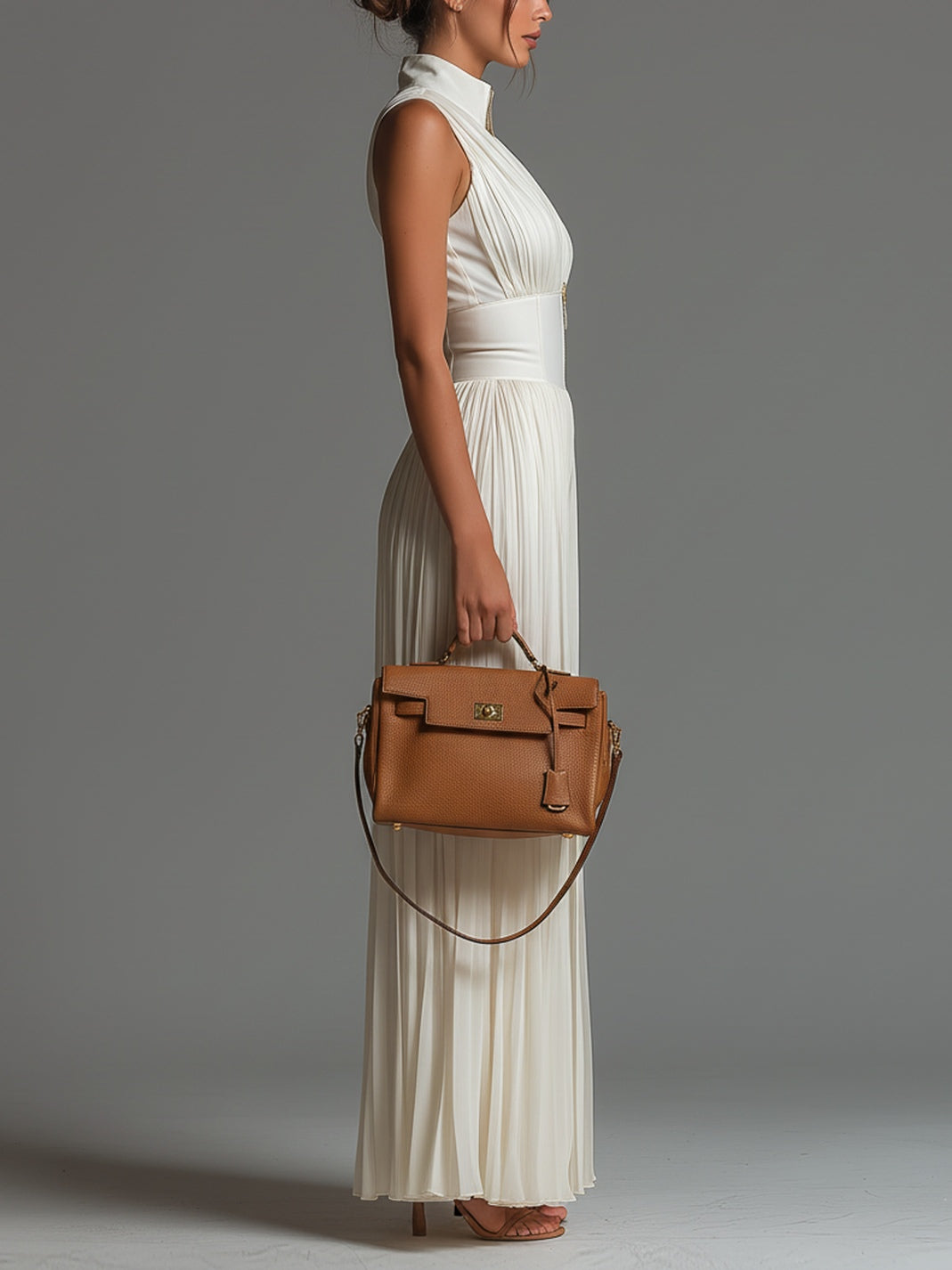 Gabriela | Combinaison Mousseline Plissée Col V Plongeant & Ceinture Structurée