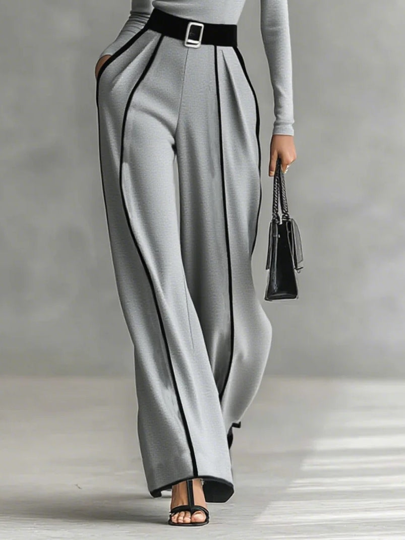 Solana - Ensemble à manches longues avec col roulé et pantalon large avec ceinture