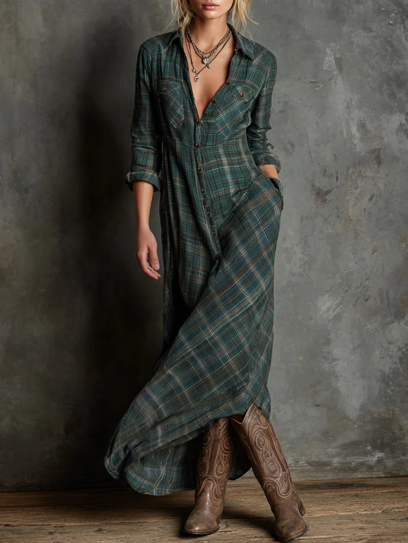 Valentina | Robe longue à carreaux