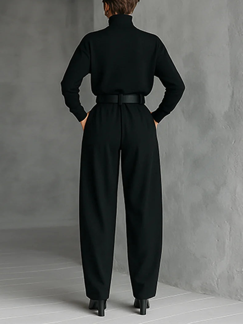 Lisa | Ensemble Noir 2 Pièces avec Ceinture