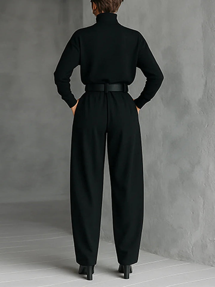 Lisa | Ensemble Noir 2 Pièces avec Ceinture