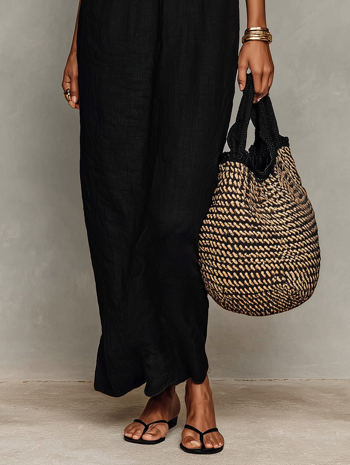 Robe Maxi Minimaliste Femme Sans Manches Avec Détails en Dentelle