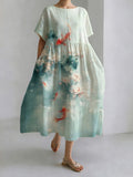 Robe de Loisirs à Col Rond en Style Japonais au Clair de Lune