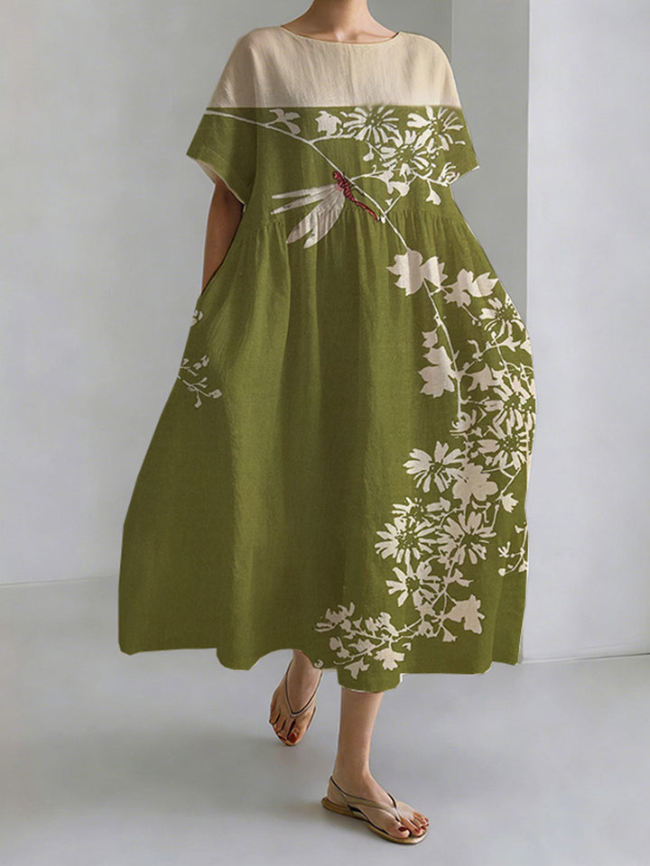 Robe de loisirs à col rond Libellule Jour de Printemps