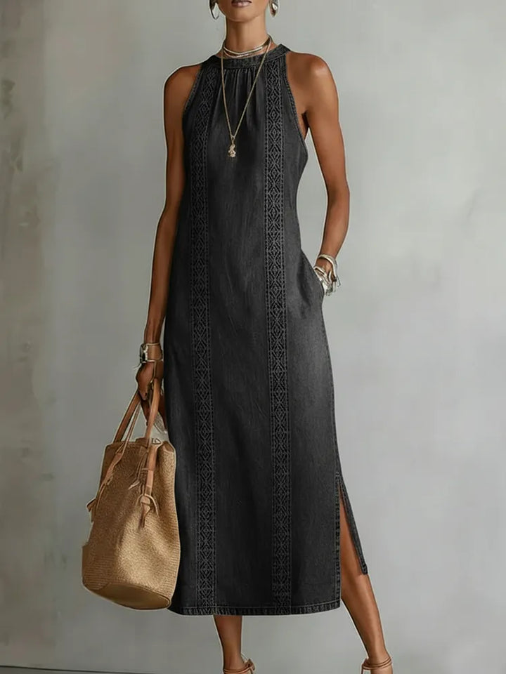 Julia | Robe en Denim avec Dentelle Rétro