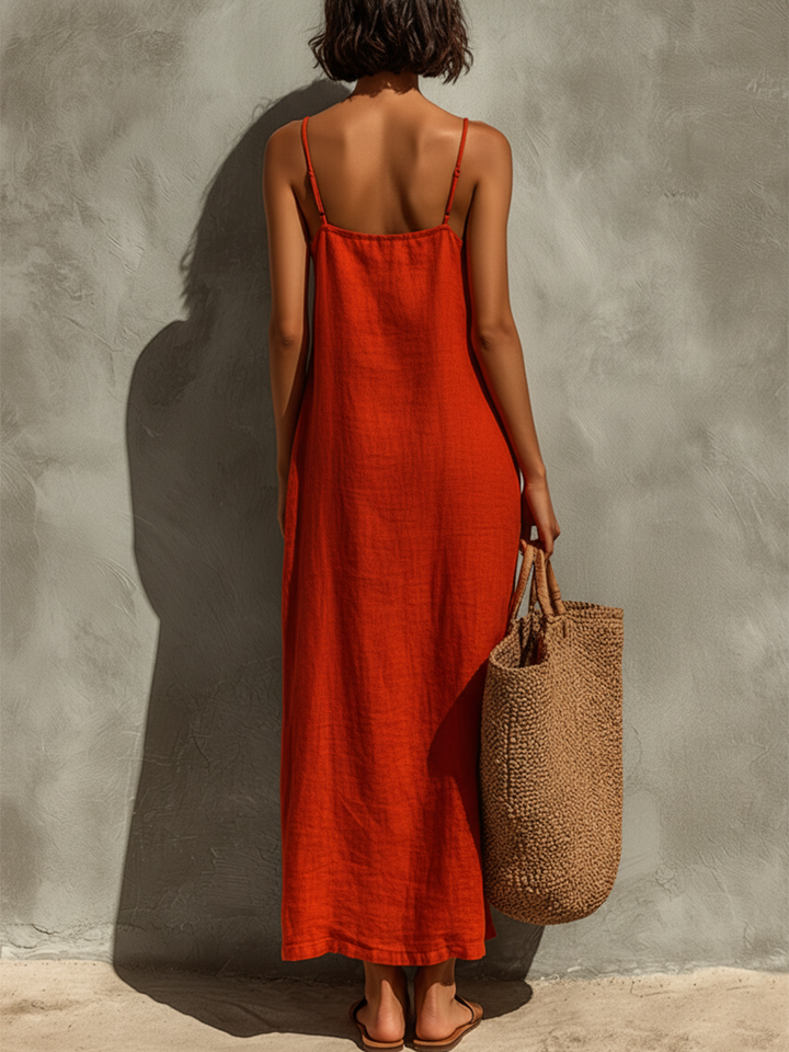 Robe Femme Avec Bretelles Fines & Décolleté Carré