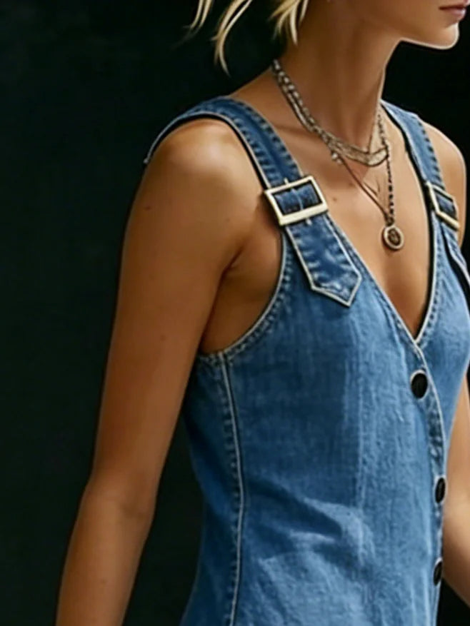Vera | Robe en Jean Longue à Boutons