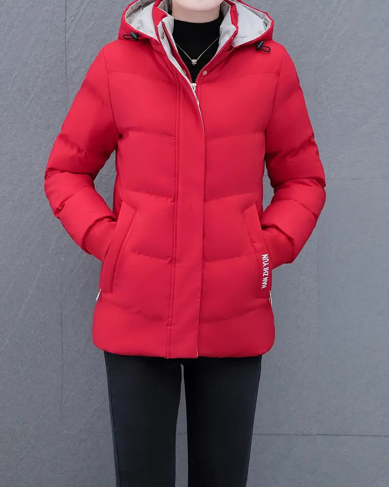 Veste décontractée couleur unie chaude à capuche