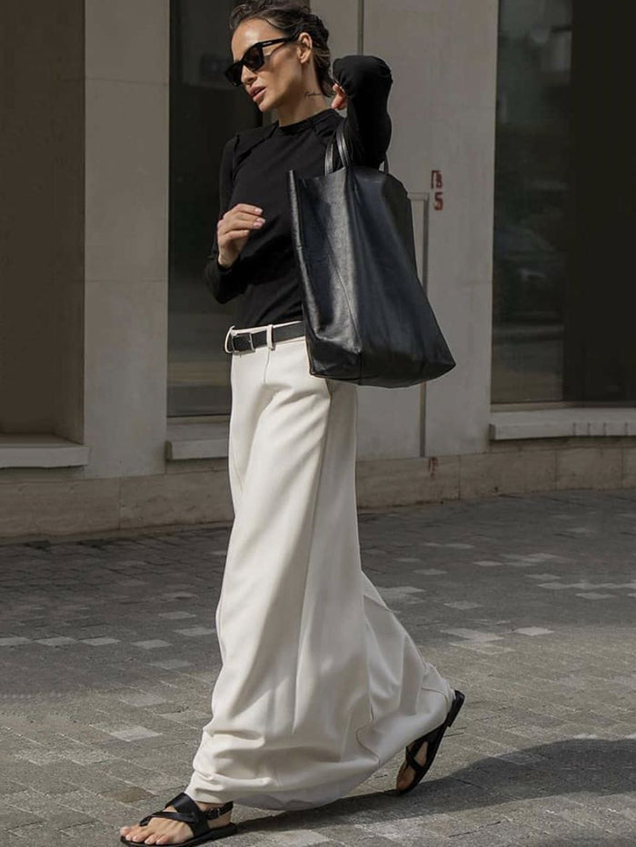 Margot | Jupe Longue Taille Haute Coupe Droite & Pince Structurée