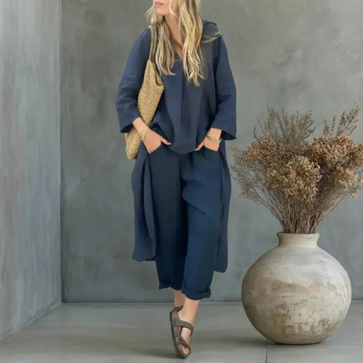 Lucía | Ensemble Décontracté avec Gilet Long et Pantalon à Jambes Larges