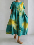 Robe confortable avec motif de peinture à l'encre alcoolisée japonaise pour femmes